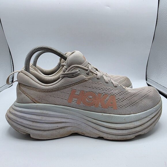 Hoka One One Bondi 8 Womens Size 8.5 B Gray White Athletic Running Shoes - Picture 12 of 13